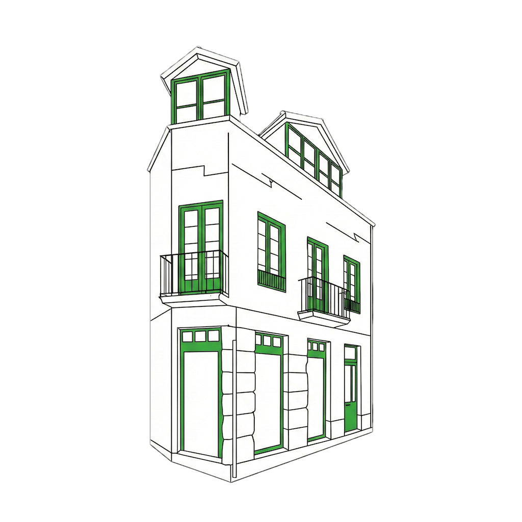 Ilustración edificio tradicional